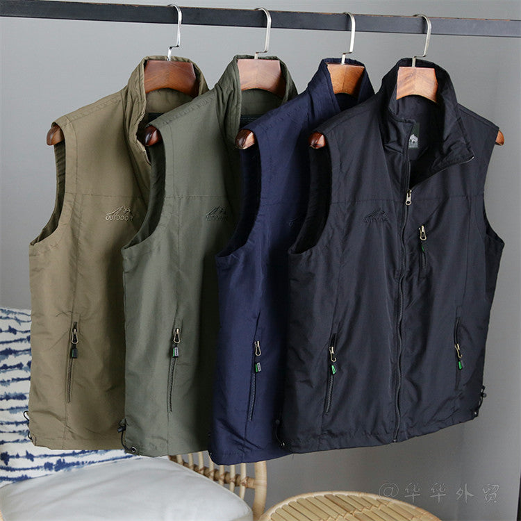 Men's Outdoor Stand Collar Multi Pocket Vest