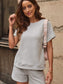 Women's Minimal Short Sleeve Sweatshirt Two-Piece Set