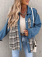 Women's Denim Long Sleeve Check Shirt Jacket