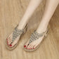 Women's Lace Rhinestone Boho Elastic Flat Sandals