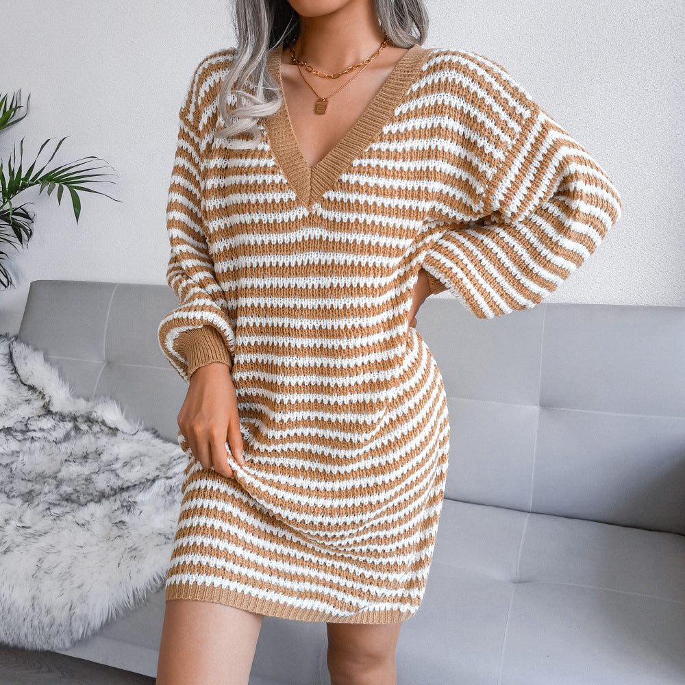 Women's Striped Mini Knit Dress