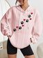 Women's Puppy Paw Print Heart Print Knit Hoodie