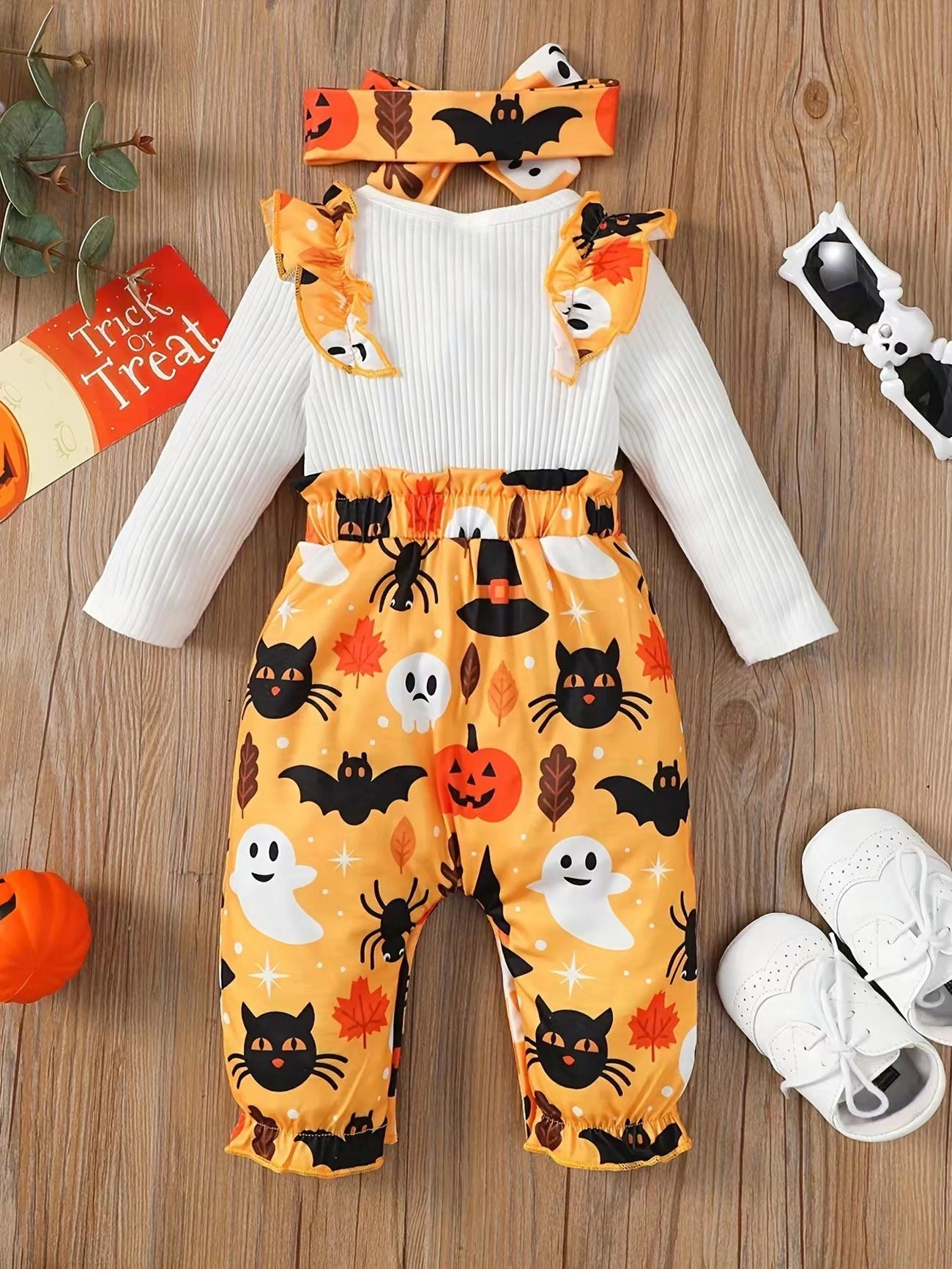 Children's Halloween New Girls Pumpkin Jumpsuit