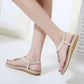 Women's Buckle Embroidery Flat Sandals