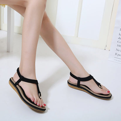 Women's Buckle Embroidery Flat Sandals