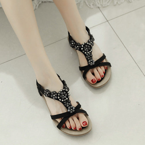 Women's Flower Rhinestone Flat Sandals