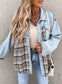 Women's Denim Long Sleeve Check Shirt Jacket