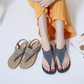 Women's Lace Rhinestone Boho Elastic Flat Sandals