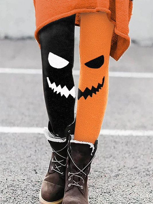 Women's Halloween ghost face print leggings