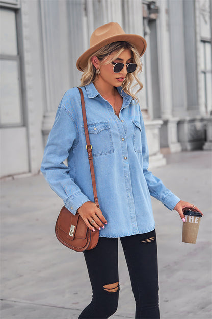 Women's Thin Denim Long Sleeve Shirt