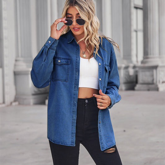 Women's Thin Denim Long Sleeve Shirt