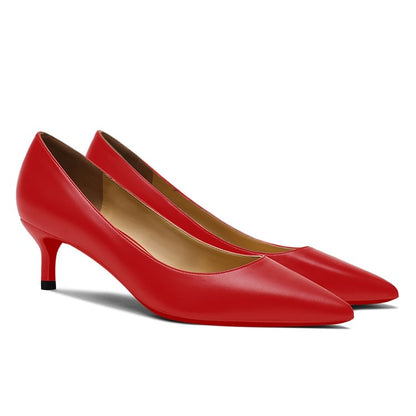 50mm Women's Low Heel Kittens Pointed Toe Casual Slip On Matte Red Bottoms Pumps