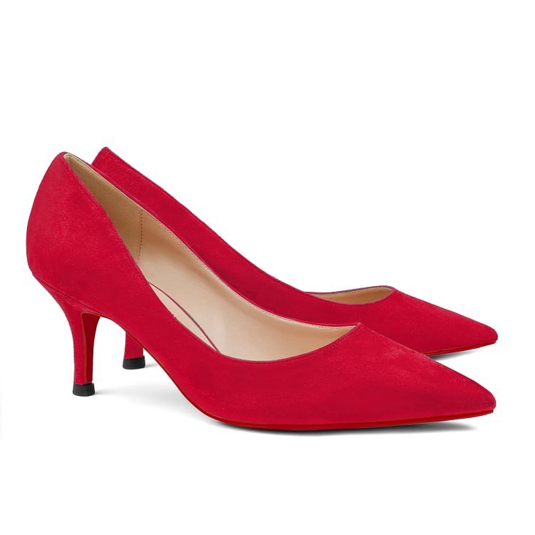 60mm Kitten Heels Red Bottom Pumps Summer Daily Suede