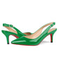 60mm Women's Pointed Toe Slingback Shoes Kitten Heel Red Bottom Pumps Comfortable Dress Patent