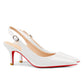 60mm Women's Pointed Toe Slingback Shoes Kitten Heel Red Bottom Pumps Comfortable Dress Patent