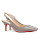 60mm Women's Pointed Toe Slingback Shoes Kitten Heel Red Bottom Pumps Comfortable Dress Patent