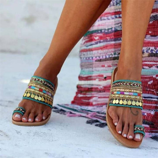 Boho Style Vintage Flat Sandals For Women