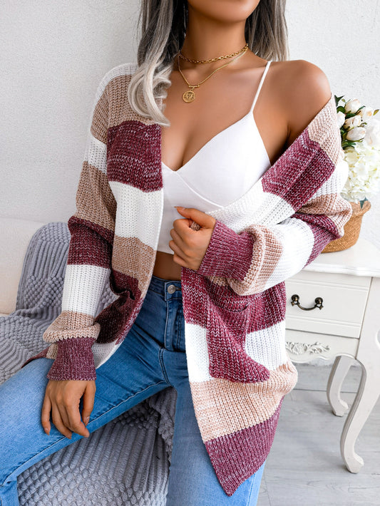 Women's Striped Knitted Cardigan