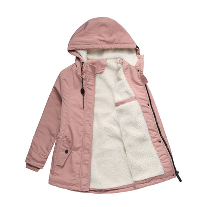 Women's Sherpa Cotton Casual Hooded Jacket