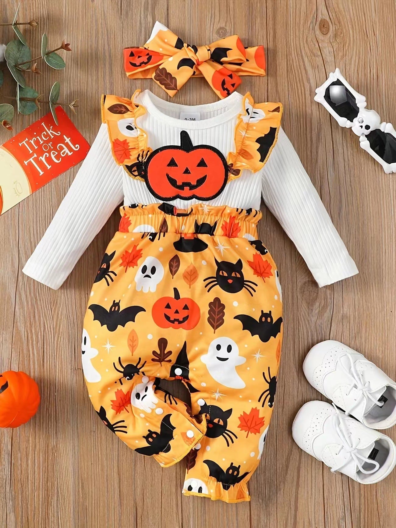 Children's Halloween New Girls Pumpkin Jumpsuit