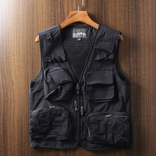 M-7XL Men's Outdoor Stand Collar Multi Pocket Vest