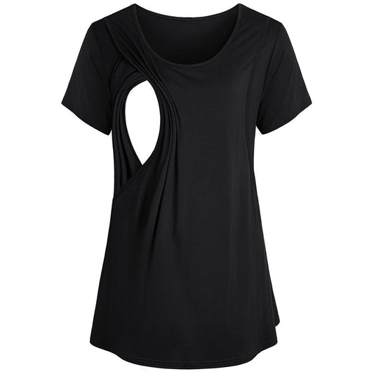 Maternity Tops Round Neck Nursing T-Shirt