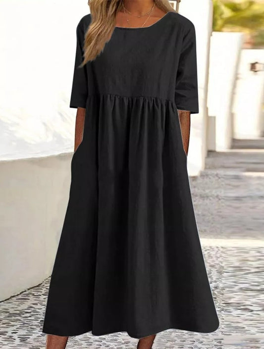 Women's Round Neck Casual Loose Dress