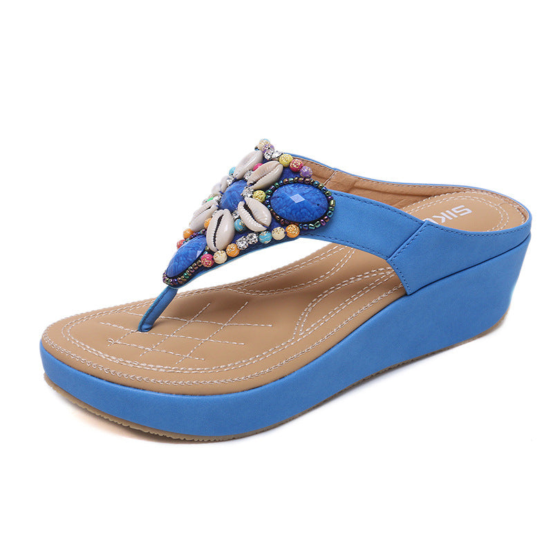 Women's Beach Boho Beaded Vintage Wedge Sandals