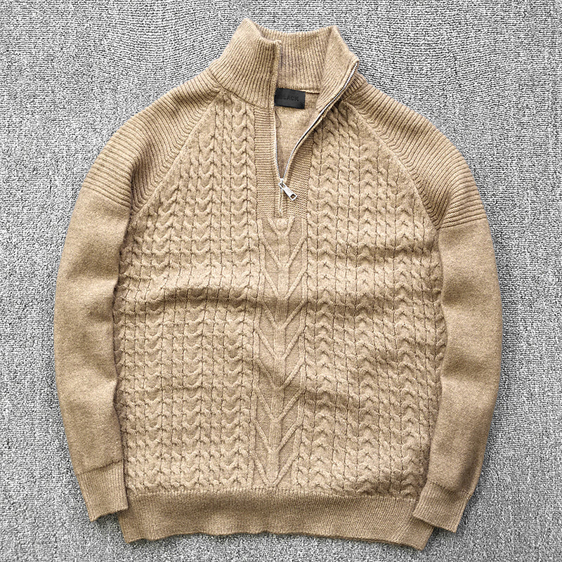 Men's Stand Collar Zipper Sweater