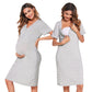 Women's Striped Short Sleeve Nursing Dress