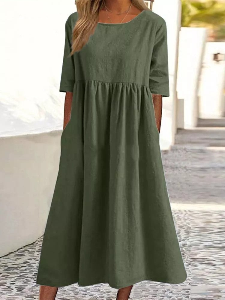 Women's Round Neck Casual Loose Dress