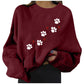 Women's Puppy Paw Print Heart Print Knit Sweatshirt