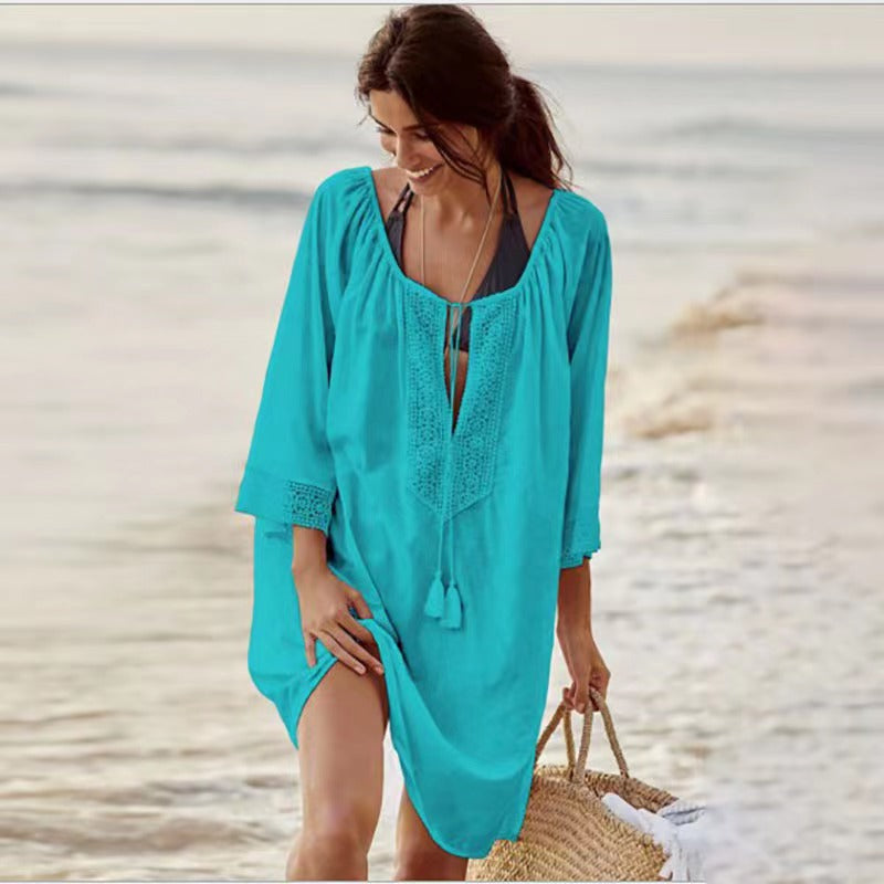 Woman On Vacation Beach Cover Up