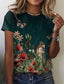 Women's Round Neck Short Sleeve Floral Print T-Shirt