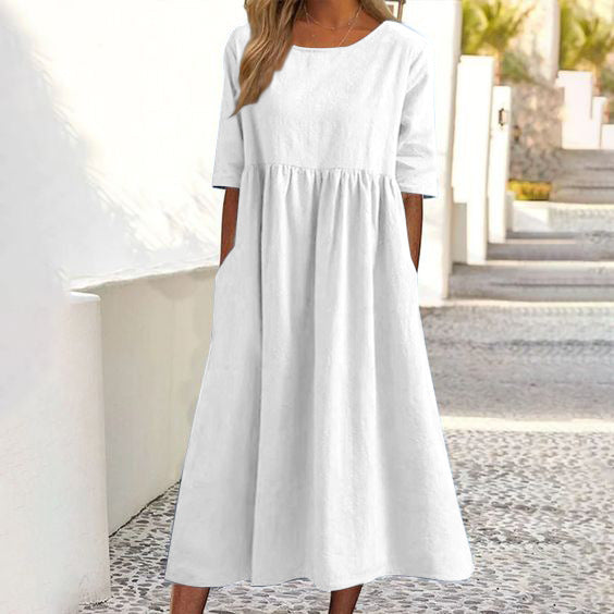 Women's Round Neck Casual Loose Dress