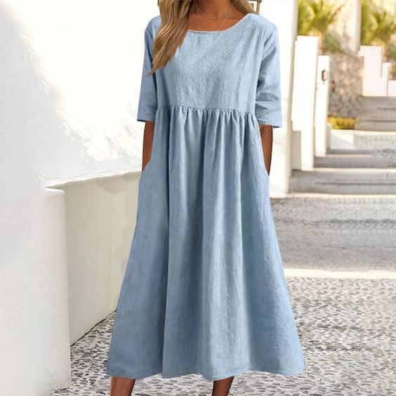 Women's Round Neck Casual Loose Dress