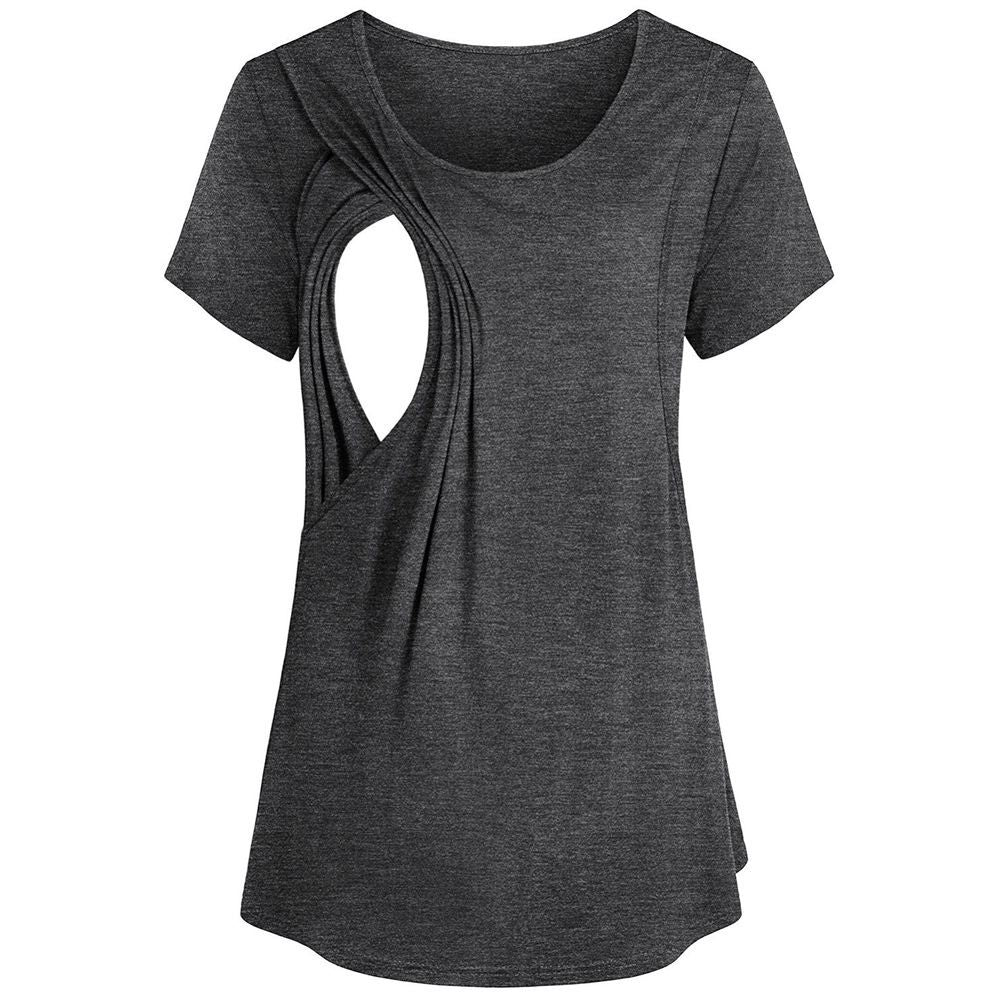 Maternity Tops Round Neck Nursing T-Shirt