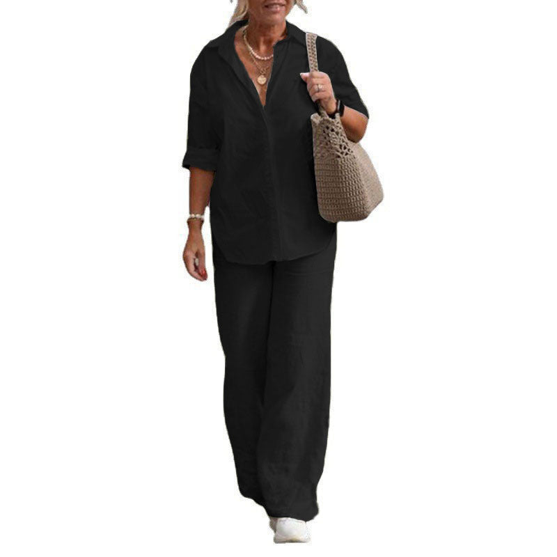 Women's Casual Solid Color Pants Wide Leg Suit