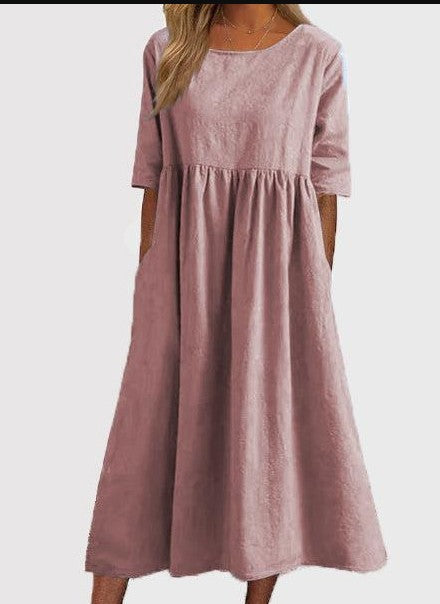 Women's Round Neck Casual Loose Dress