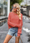 Women's Crew Neck Solid Knit Sweater