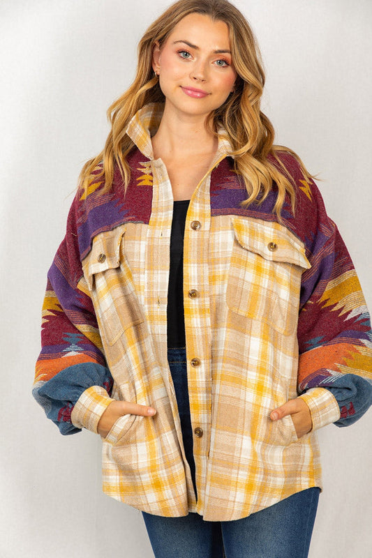 Women's Colorblock Lapel Pocket Jacket