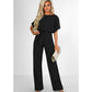 Women's Casual Loose Jumpsuit Solid Color Wide Leg Drawstring