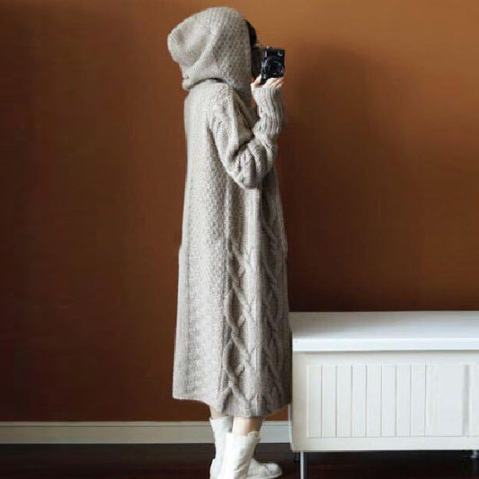 Women's Casual Hooded Long Sweater Coat