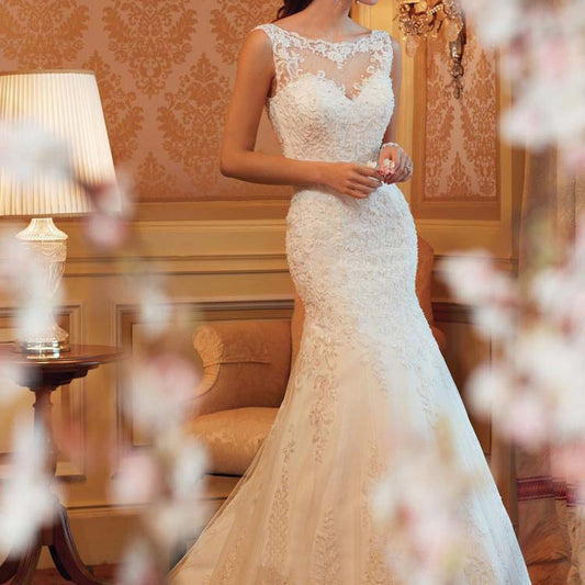 Bridal Lace Fishtail Wedding Dress Small Tail Wedding Dress