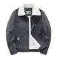 Lapel Fleece Plain Pocket Loose Men's Jacket