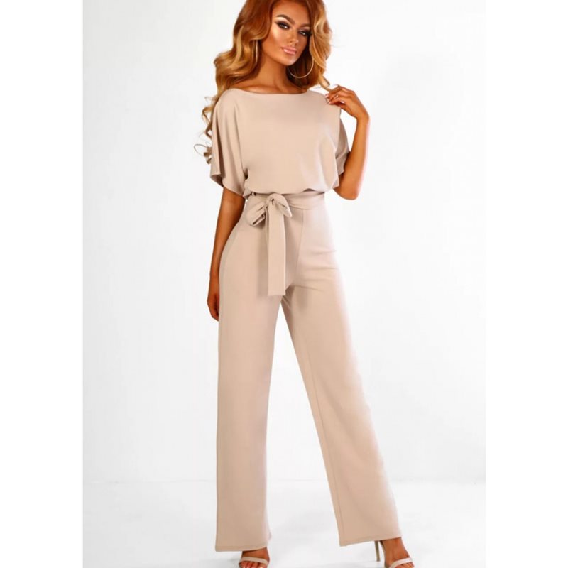 Women's Casual Loose Jumpsuit Solid Color Wide Leg Drawstring