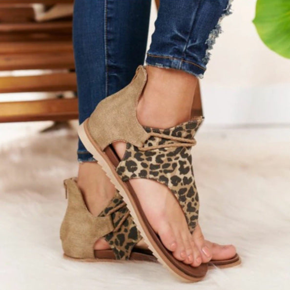 Women's Leopard Print Anti-Slip Flat Sandals