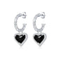 Black Love Heart Earrings with Diamonds