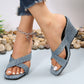 Women's High Heel Canvas Sandals