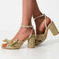 Women's fish head bow high-heeled sandals